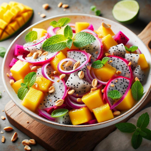 Dragon Fruit & Mango Salad with Honey-Lime Dressing